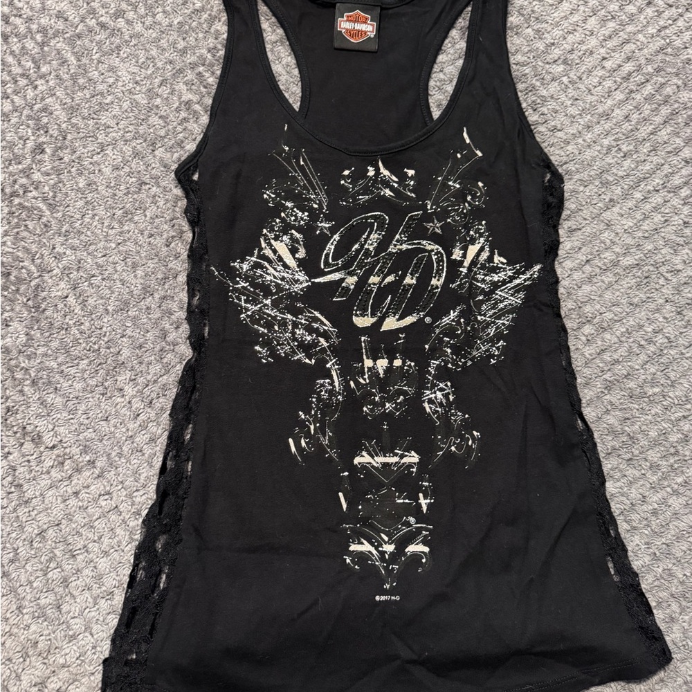 Harley-Davidson Black and White Graphic Tank Top